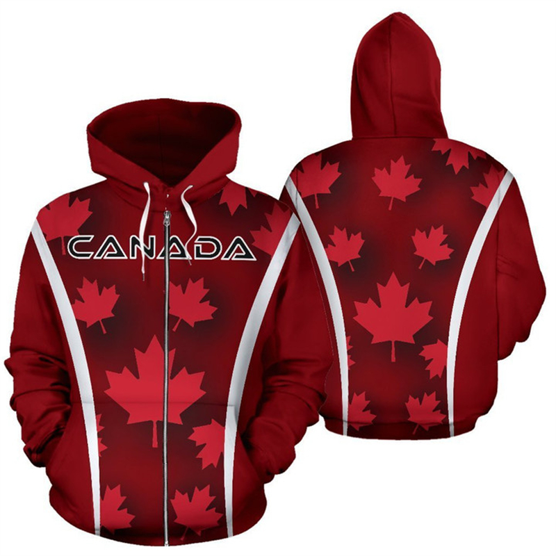 Kanada Flagge 3d Gedruckt Zip  – Street Fashion Canada Bewertung und Preis