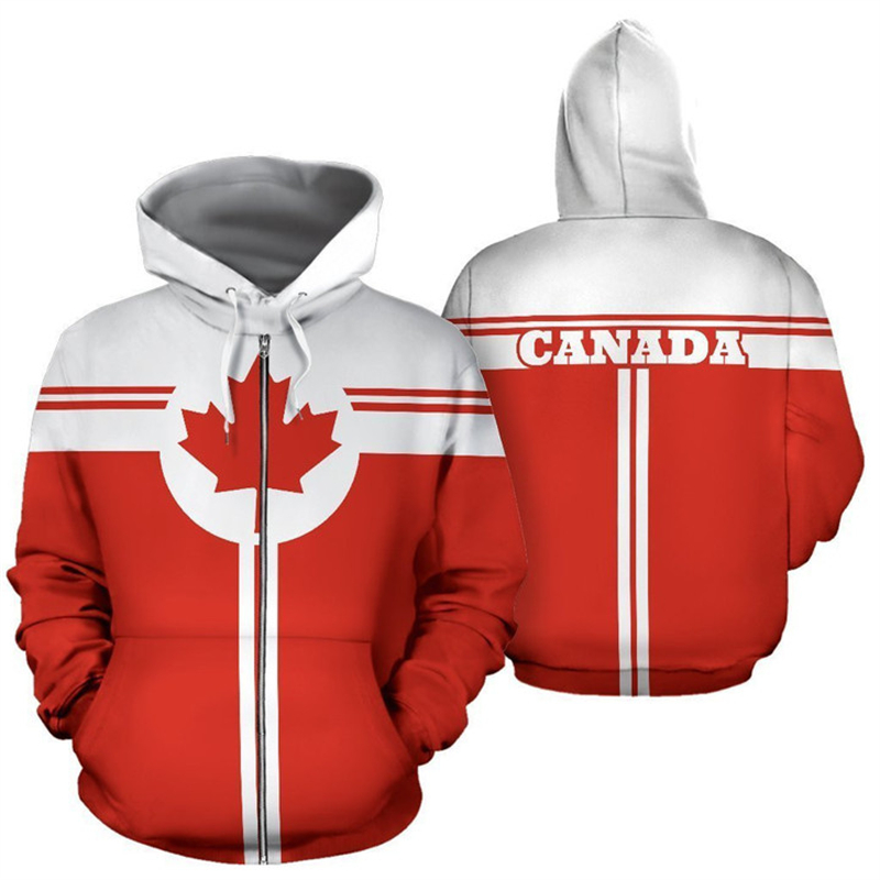 Kanada Flagge 3d Gedruckt Zip  – Street Fashion Canada Bewertung und Preis